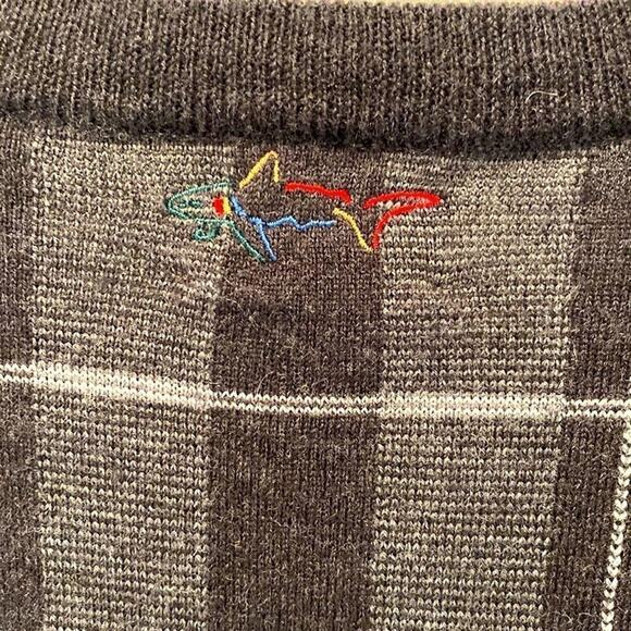 Mens sweater Greg Norman 100% fine Merino Wool sweater Brown Gray plaid L
Cc - Picture 8 of 11